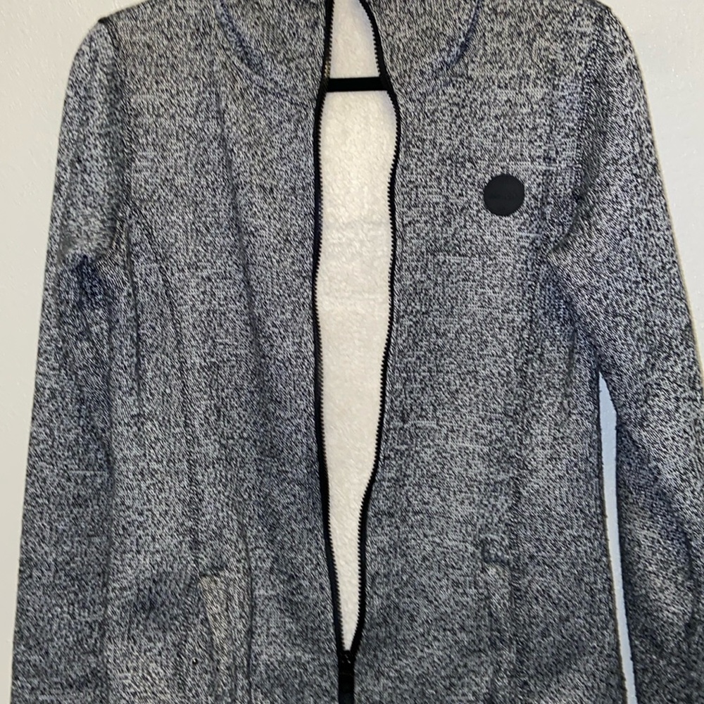 Bench Black White Heathered Sherpa Lined Mock Turtle Neck GorpCore Hoodie 3285 - Picture 9 of 15